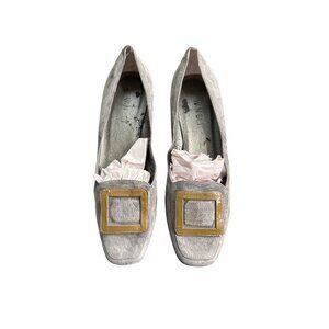 Vintage Vaneli Women's Gray Suede Mod Style Square Toe Shoes 8S